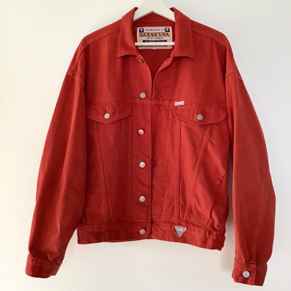guess red denim jacket